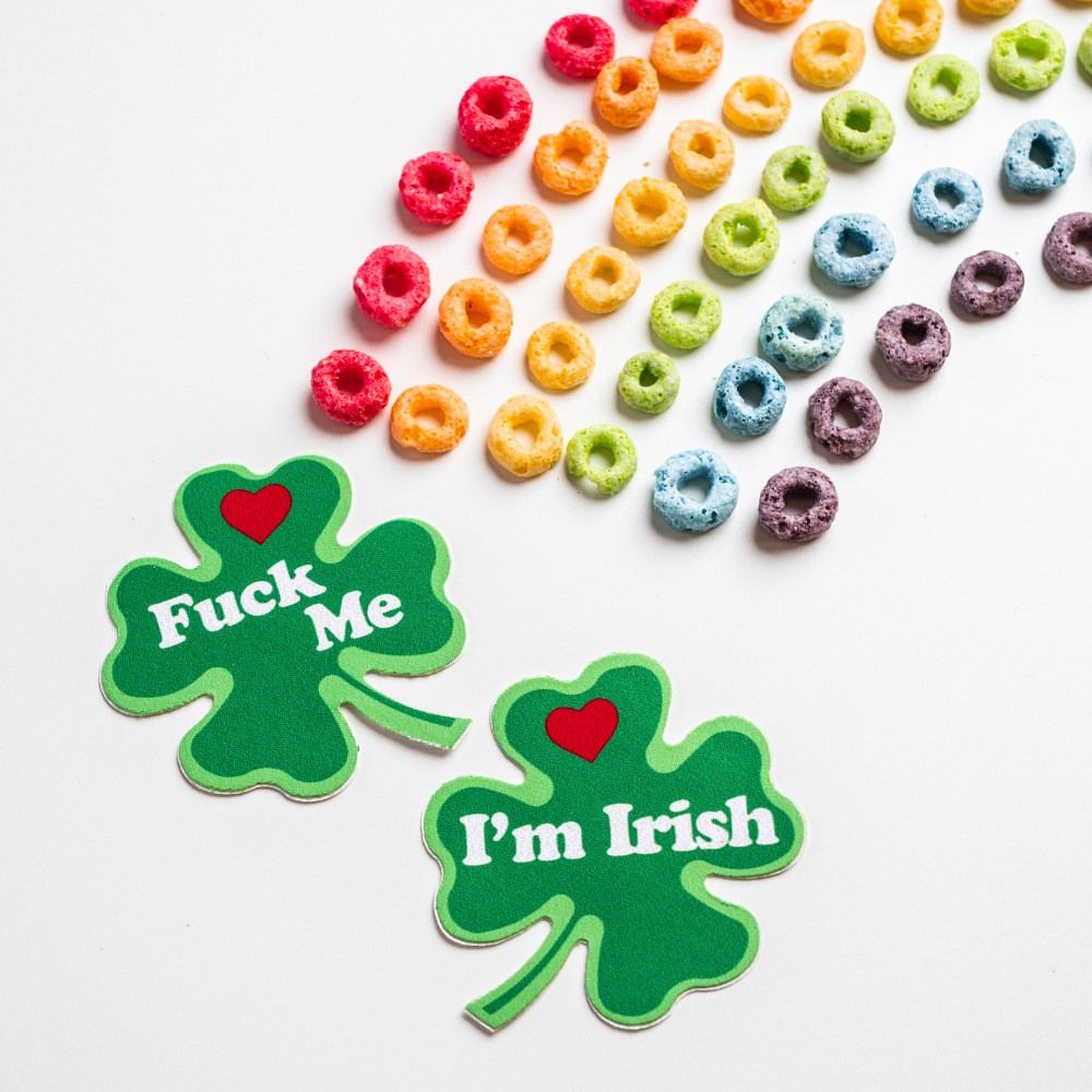 Four Leaf Clover: 'Fuck Me, I'm Irish' Lucky Green Shamrock Nipple Pasties by Pastease®