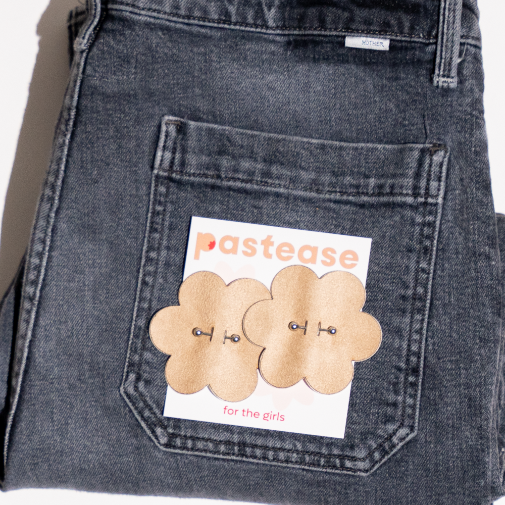 Pierced Pasties: Nude Flower Breast Petal with Barbell Piercing Nipple Covers by Pastease®
