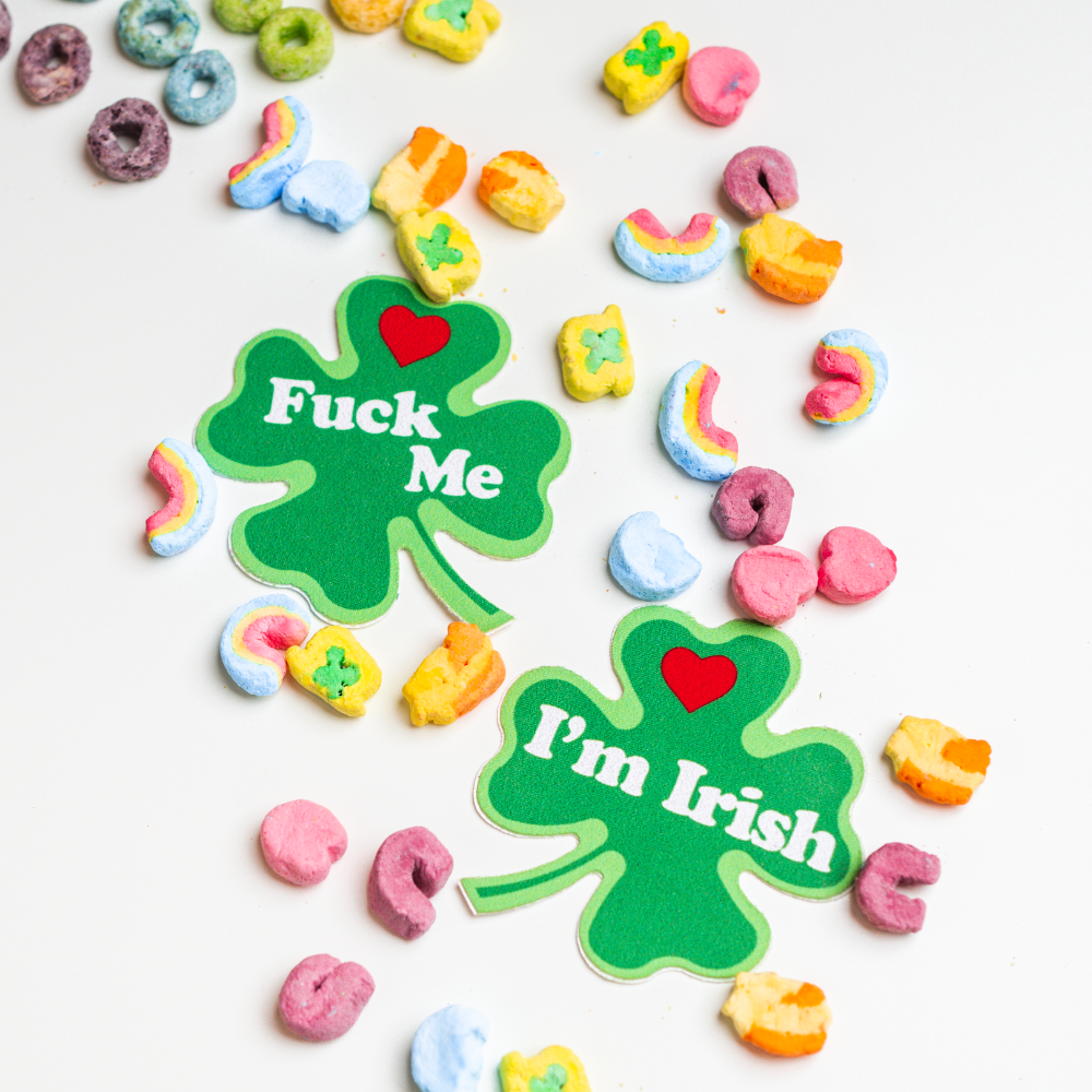 Four Leaf Clover: 'Fuck Me, I'm Irish' Lucky Green Shamrock Nipple Pasties by Pastease®