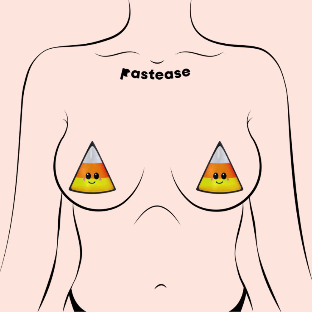 Candy Corn: Happy Kawaii Halloween Nipple Pasties by Pastease® o/s