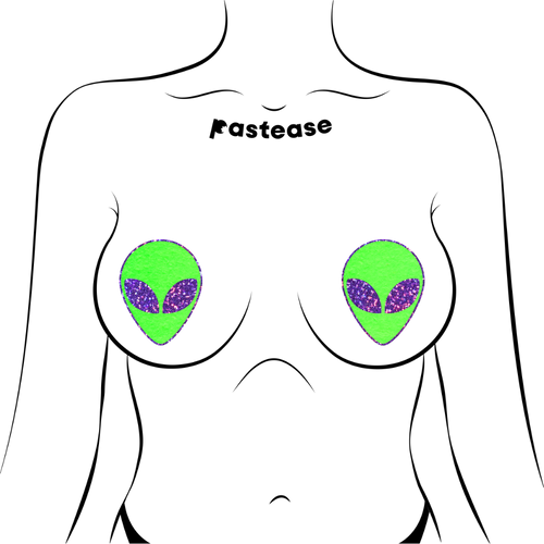 Alien: Glow-In-The-Dark with Glittering Purple Eyes Nipple Pasties by Pastease®