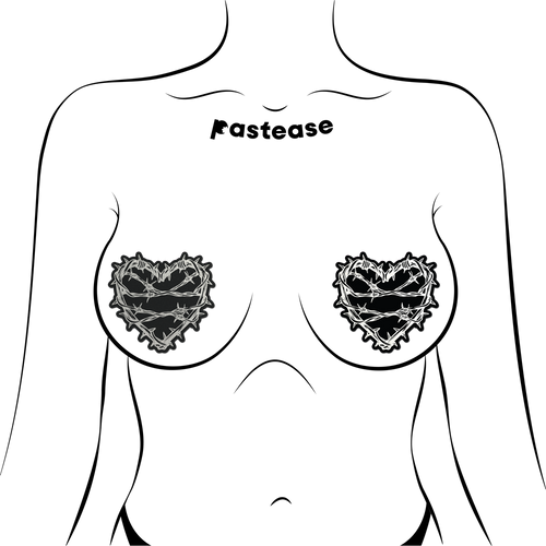 Barbed Wire Heart Pasties Reflective Nipple Covers by Pastease®