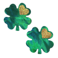 Coverage: Clover Green Holographic with Glitter Gold Heart Breast Coverings by Pastease