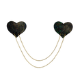 Chains: Black Shattered Disco Ball Heart with Gold Chains Nipple Pasties by Pastease®