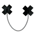 Chains: Liquid Black Plus X Cross with Chunky Silver Chain Nipple Pasties by Pastease®