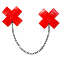 Chains: Patent Leather Fetish Red Plus X Cross with Chunky Silver Chain Nipple Pasties by Pastease®
