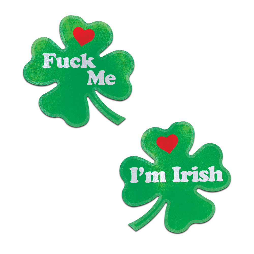 Four Leaf Clover: 'Fuck Me, I'm Irish' Lucky Green Shamrock Nipple Pasties by Pastease®