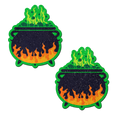 Cauldron: Black & Green Flaming Bubbling Witches Brew Nipple Pasties by Pastease