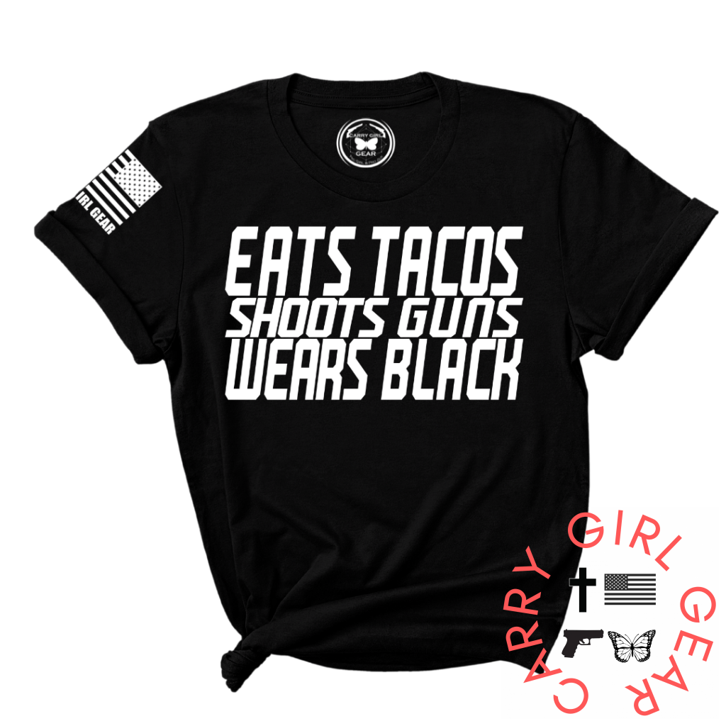 Eats Tacos & Shoots Guns Tee