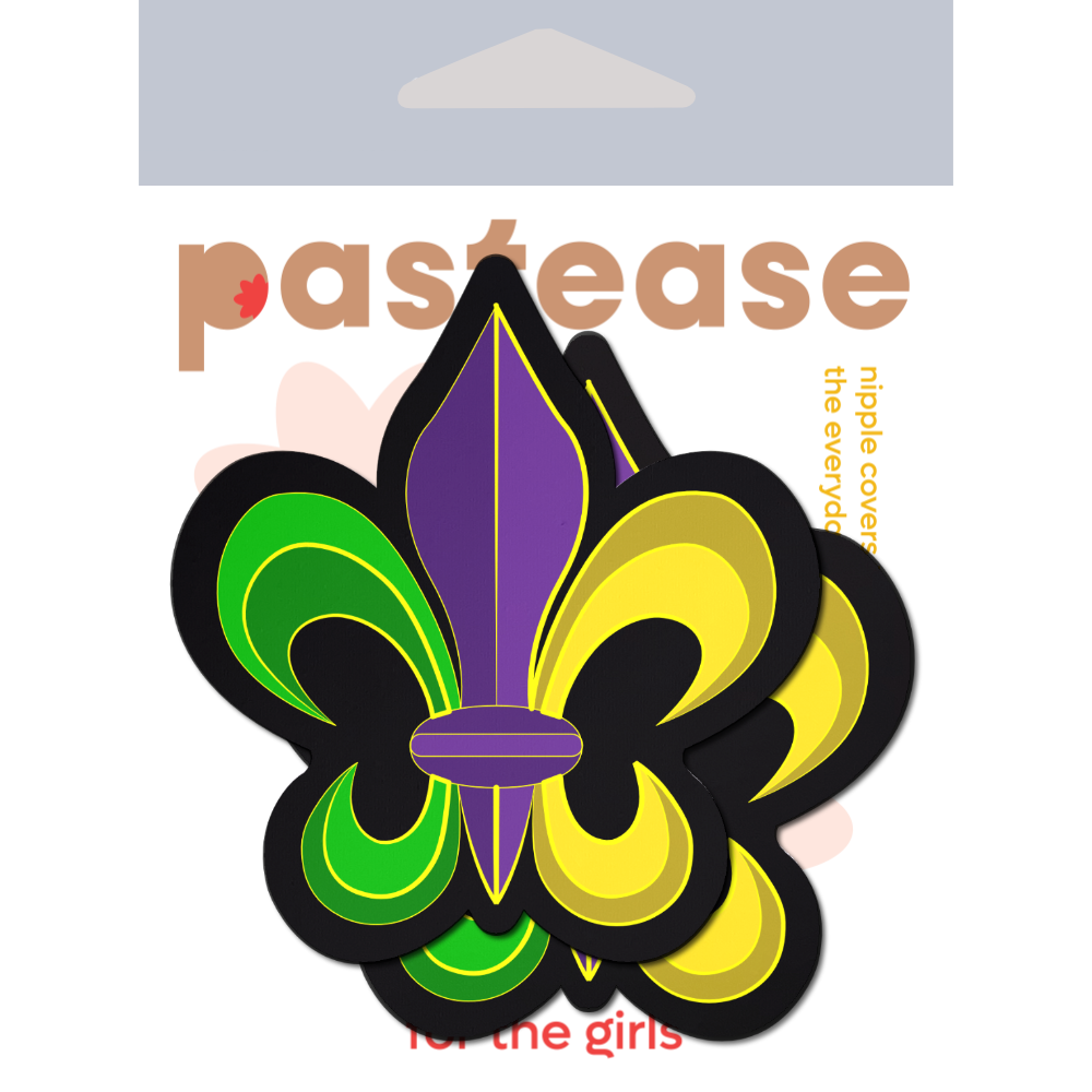 Fleur-de-lis: Purple, Yellow & Green Mardi Gras Nipple Pasties by Pastease®