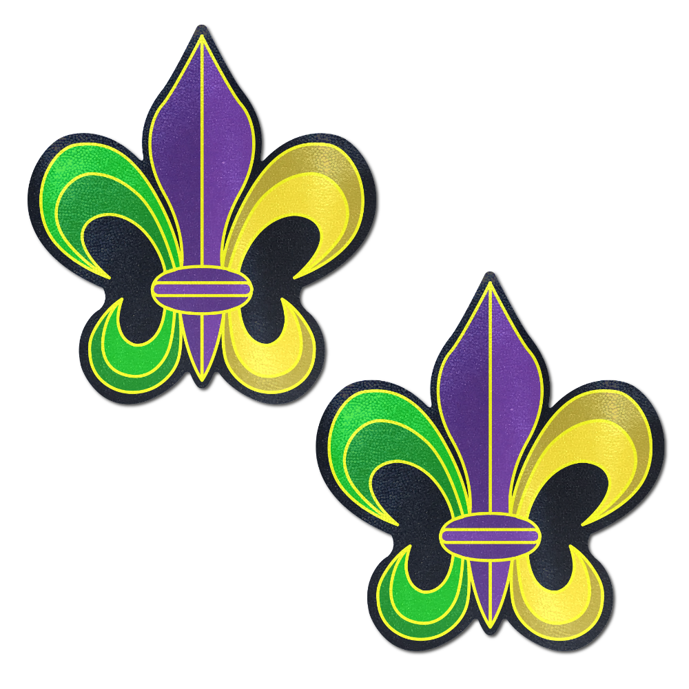 Fleur-de-lis: Purple, Yellow & Green Mardi Gras Nipple Pasties by Pastease®