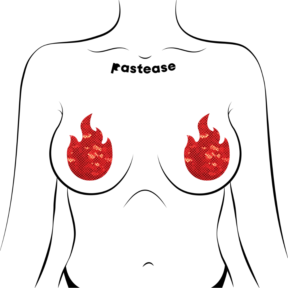 Flame: Red Fire Nipple Pasties by Pastease®