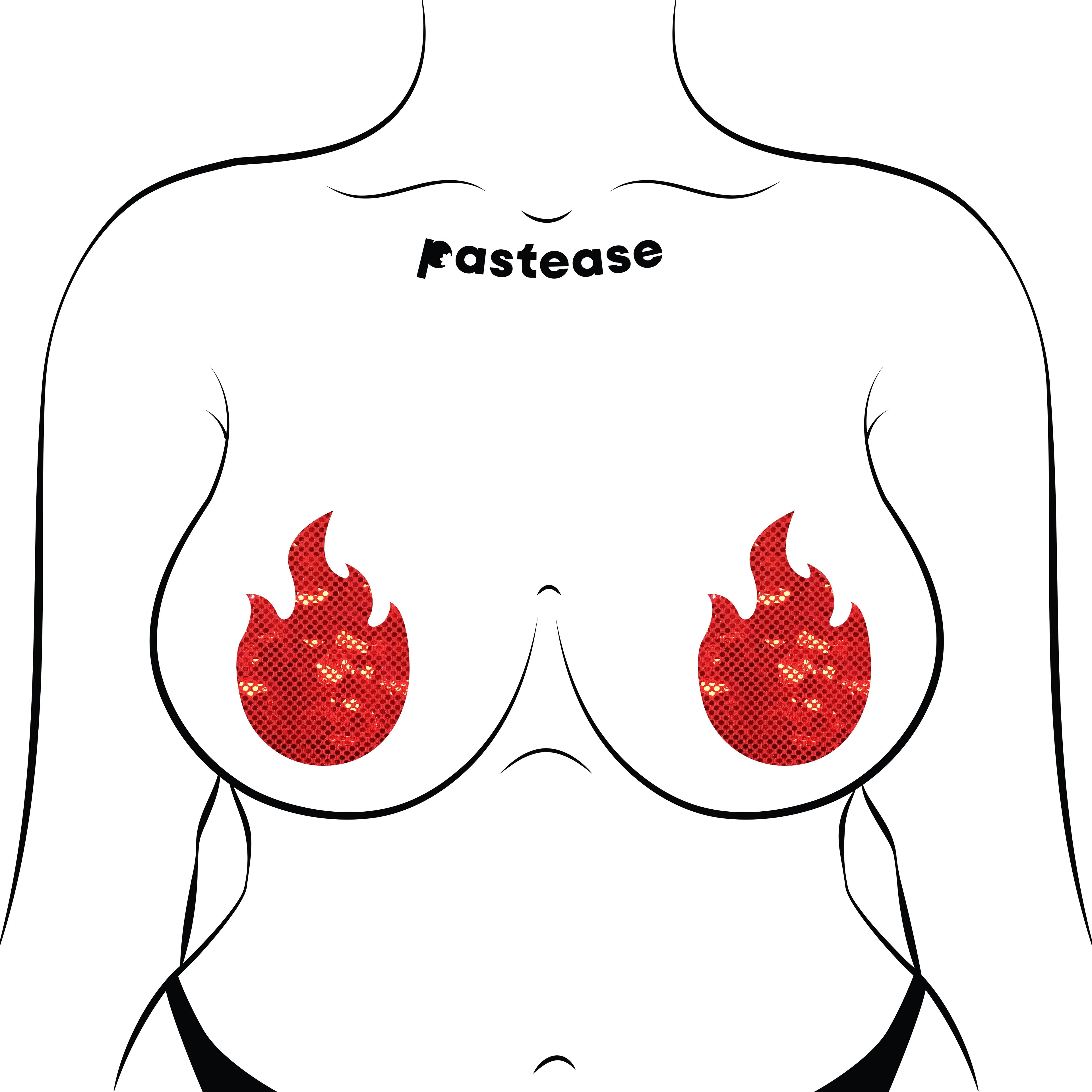 Flame: Red Fire Nipple Pasties by Pastease®