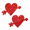 Cupid's Arrow Red Heart Breast Pasties in Sparkly Disco Red by Pastease®