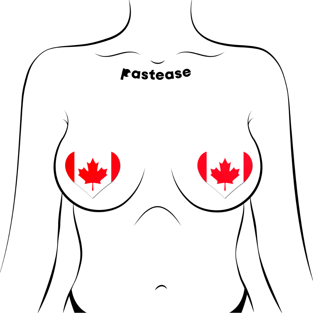 Love: Canadian Flag Heart Nipple Pasties by Pastease®