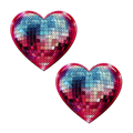 Discoball Heart Breast Pasties Sparkling Blue & Pink by Pastease®