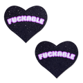 F*CKABLE' Heart Breast Pasties on Black Glitter Velvet by Pastease®