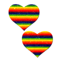 Love: Glittering Double Rainbow Heart Nipple Pasties by Pastease®
