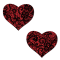 Red Glitter Heart with Black Lace overlay Nipple Pasties by Pastease®