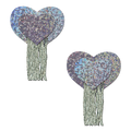 Love: Silver Glitter Hearts with Tassel Fringe Nipple Pasties by Pastease®