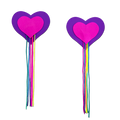Tassel Pasties: Neon Pink & Purple Hearts with Rainbow Tassel Fringe Nipple Covers by Pastease®