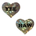 Love: 'YEE HAW' in Black on Gold Glitter Disco Heart Nipple Pasties by Pastease® o/s