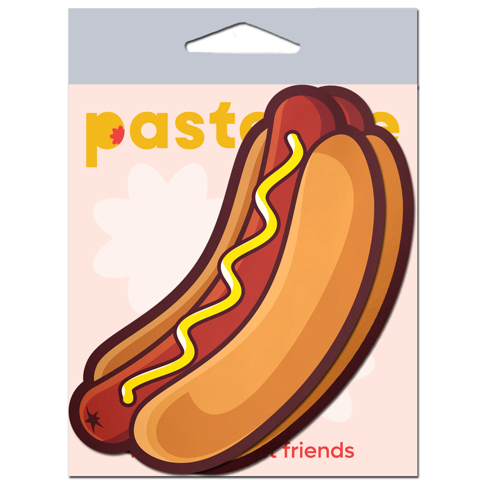 Glizzy Hotdog Pasties Weiner with Mustard Nipple Covers by Pastease