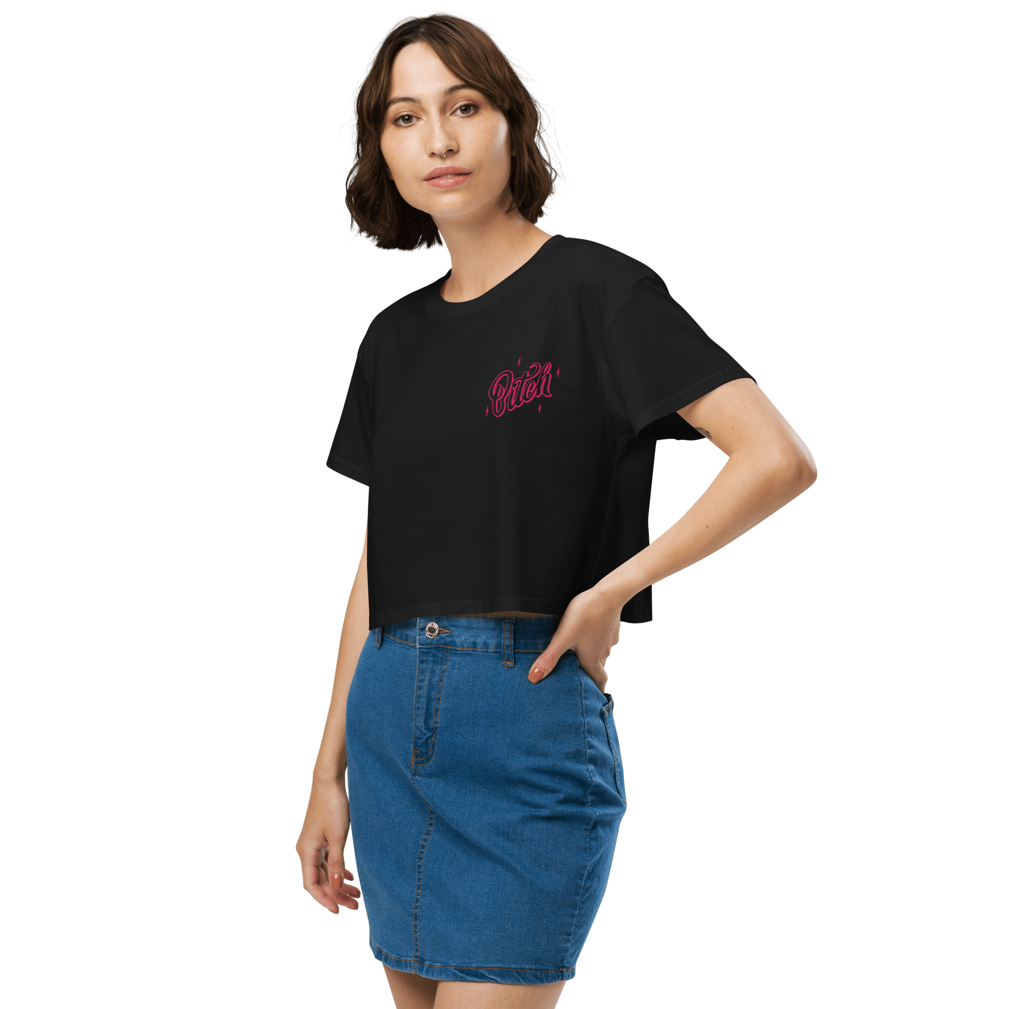 Magical Bitch Embroidered Crop Top