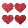 Petites: Two-Pair Small Red Glitter Hearts Nipple Pasties by Pastease®