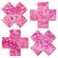 Petite Plus X: Two Pair of Small Shattered Glass Disco Ball Glitter Pink Cross Nipple Pasties by Pastease® o/s