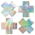 Petite Plus X: Two Pair of Small Holographic Silver Cross Nipple Pasties by Pastease® o/s
