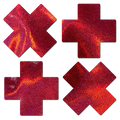 Petite Plus X: Two Pair of Small Liquid Red Cross Nipple Pasties by Pastease® o/s
