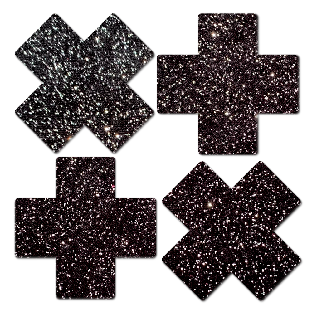 Petite Plus X: Two Pair of Small Sparkle Black Plus Nipple Pasties by Pastease® o/s