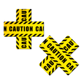 Plus X: Crossed Caution Tape Nipple Pasties  by Pastease®