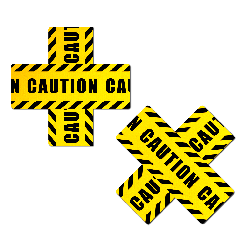 Plus X: Crossed Caution Tape Nipple Pasties  by Pastease®