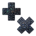 Plus X: Crystal Black Cross Nipple Pasties by Pastease®