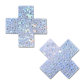 Plus X: Crystal Silver Cross Nipple Pasties by Pastease®