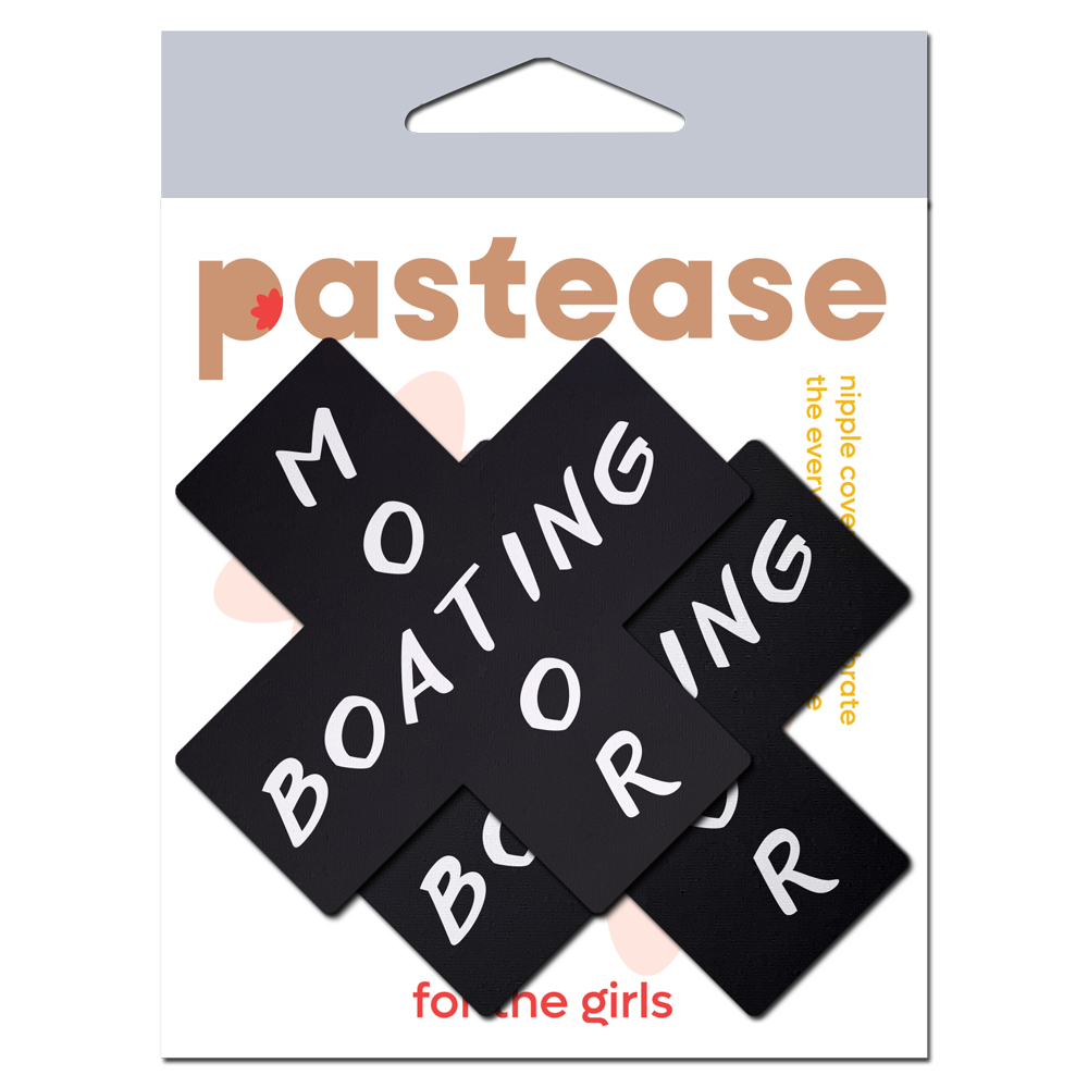 Plus X: 'Motor Boating' Black & White Cross Nipple Pasties by Pastease