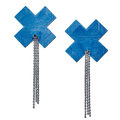 Tassel Pasties: Denim Plus X Pastease with Long Rhinestone Tassel Nipple Pasties by Pastease®