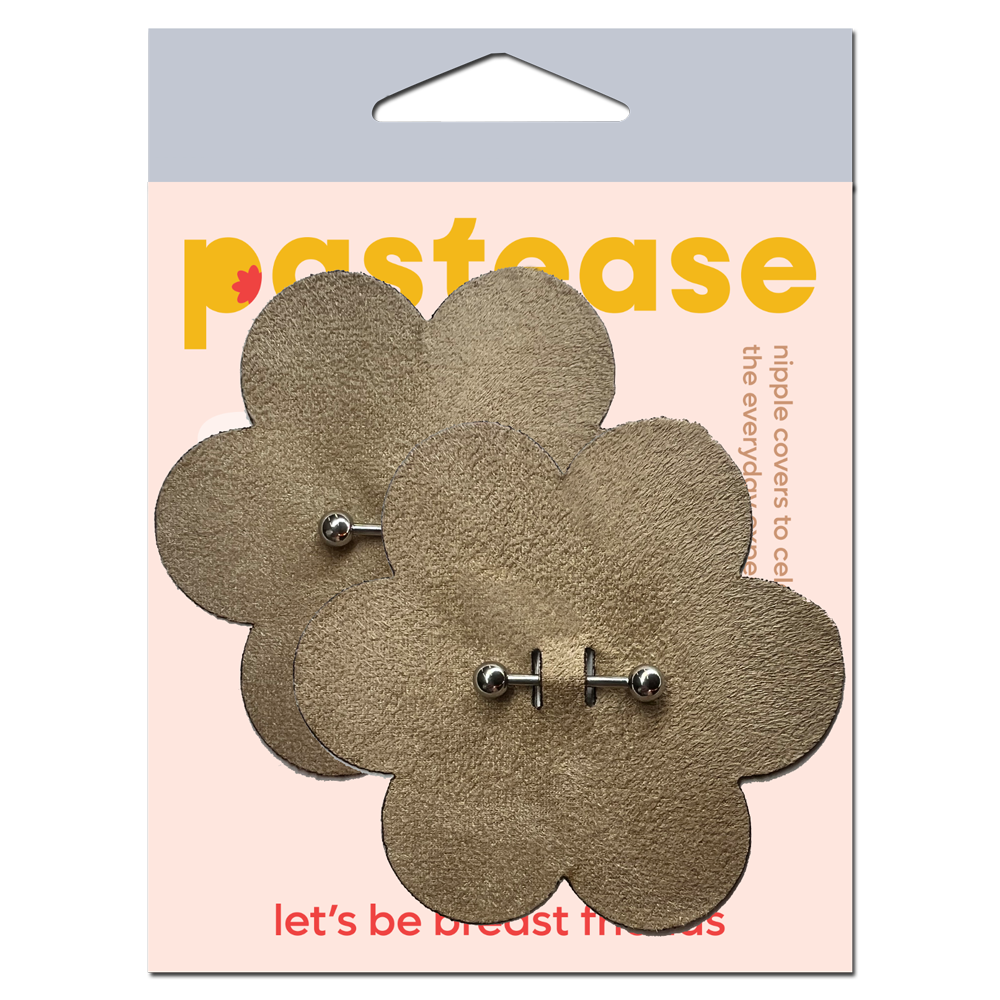 Pierced Pasties: Nude Flower Breast Petal with Barbell Piercing Nipple Covers by Pastease®