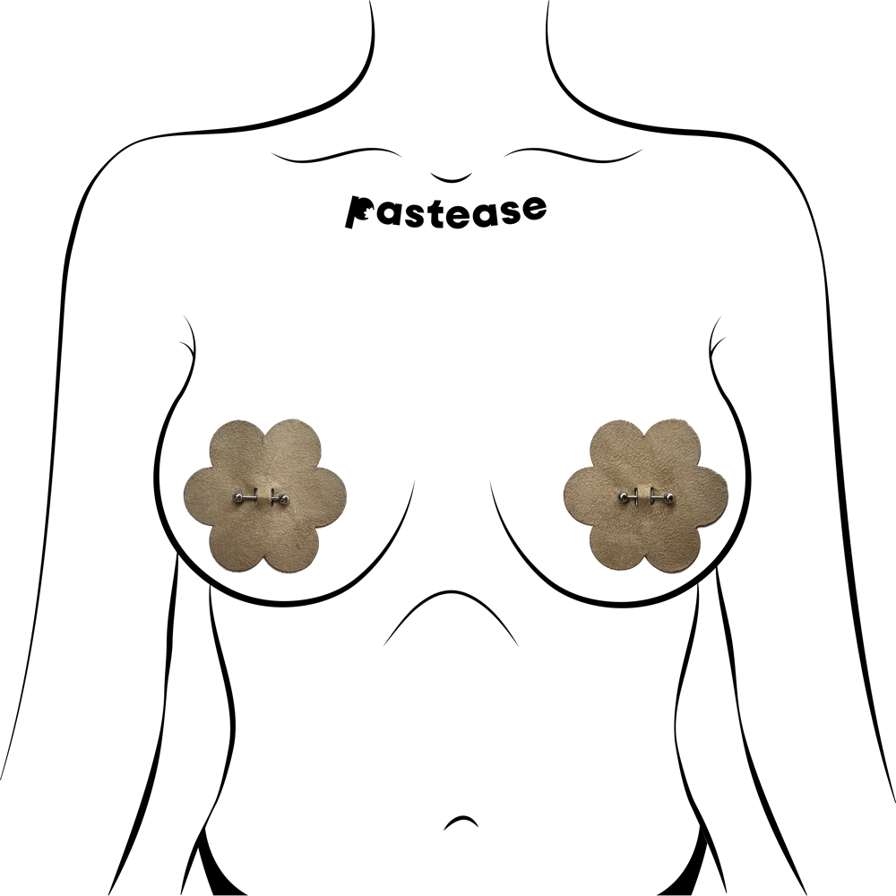 Pierced Pasties: Nude Flower Breast Petal with Barbell Piercing Nipple Covers by Pastease®