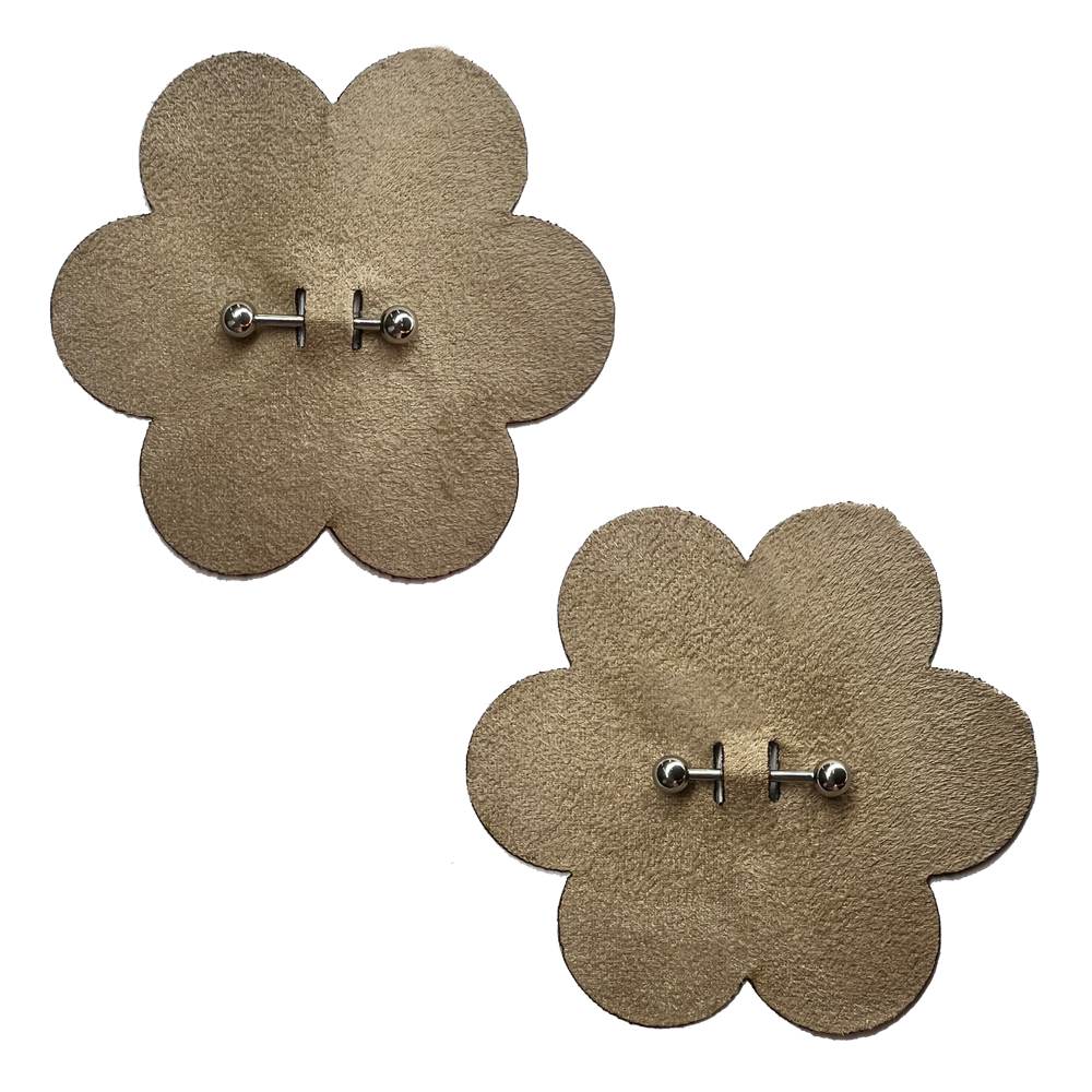 Pierced Pasties: Nude Flower Breast Petal with Barbell Piercing Nipple Covers by Pastease®