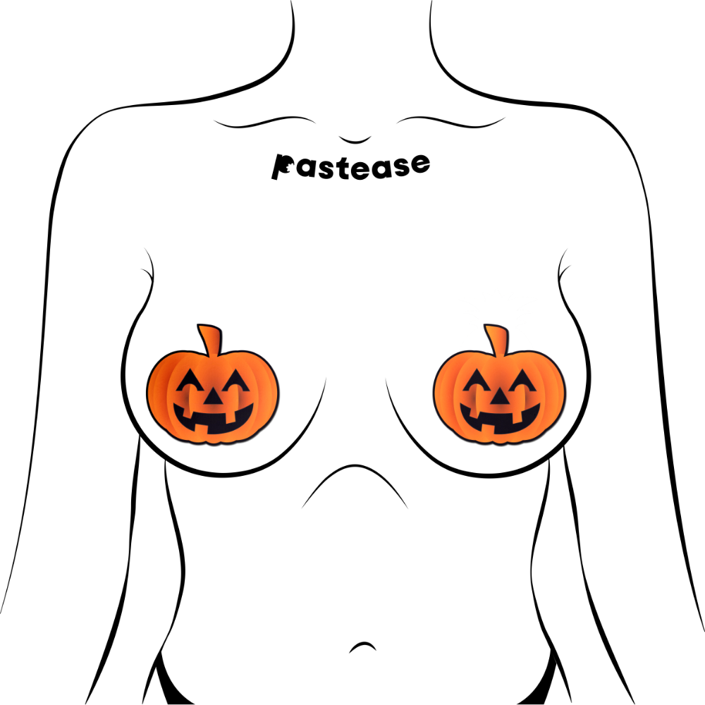 Pumpkin: Spooky Halloween Jack O' Lantern Nipple Pasties by Pastease®