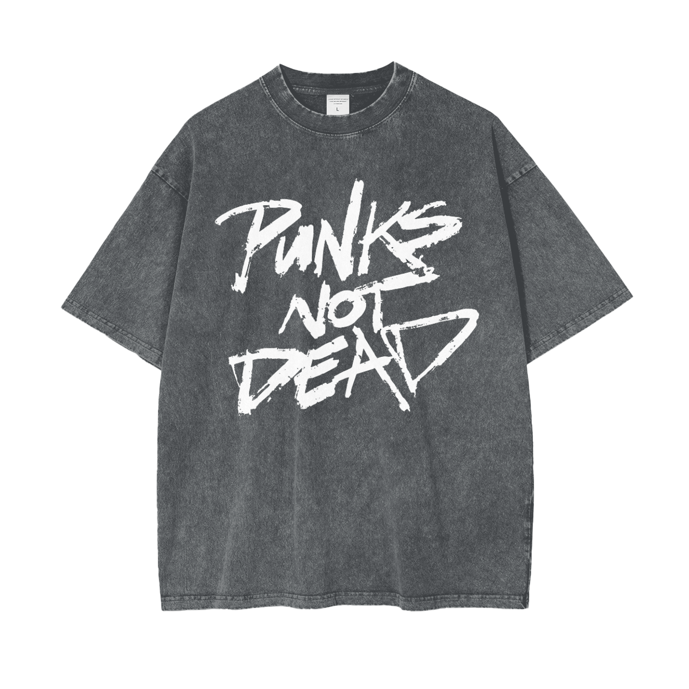 UNISEX — Punks Not Dead Acid Washed Oversized Tee
