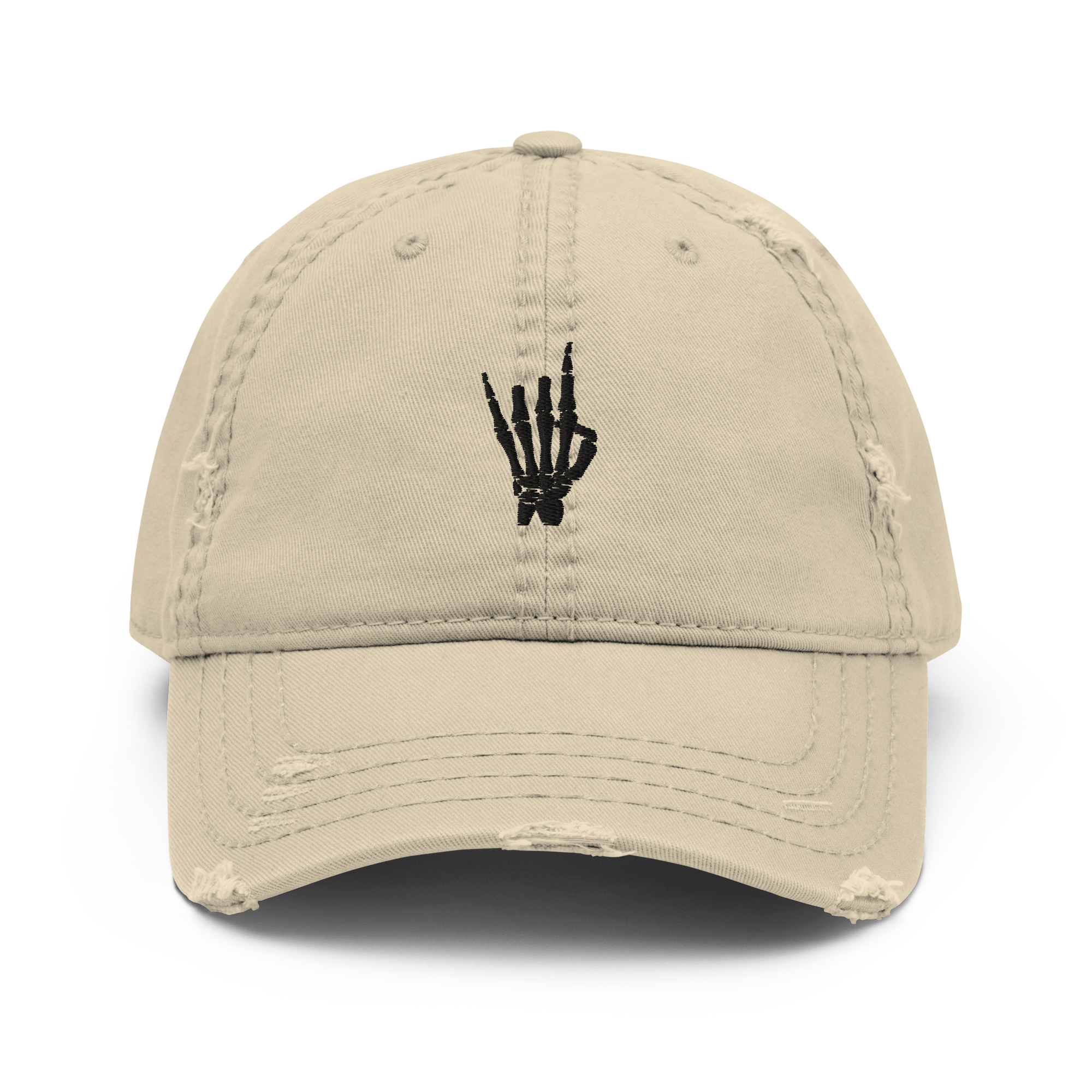 UNISEX — Rock On Skeleton Distressed Dad Hat