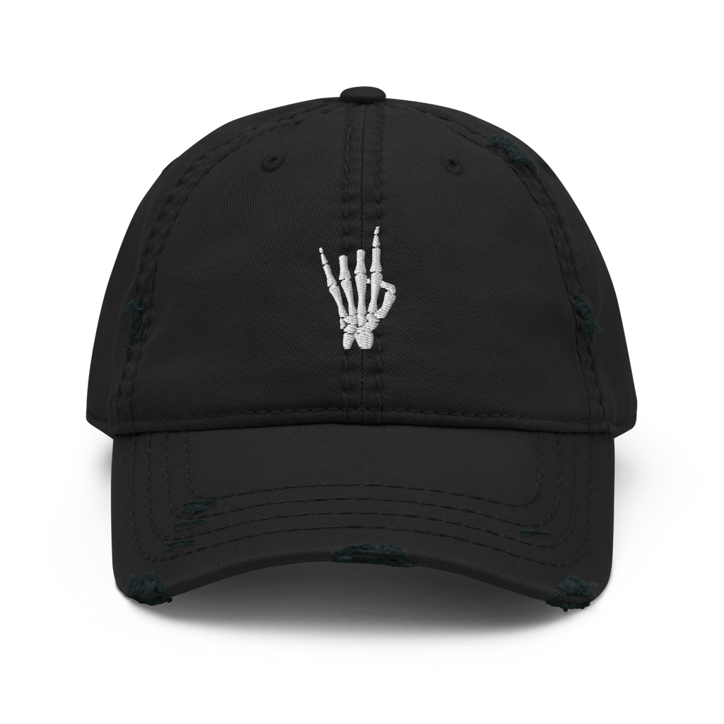 UNISEX — Rock On Skeleton Distressed Dad Hat