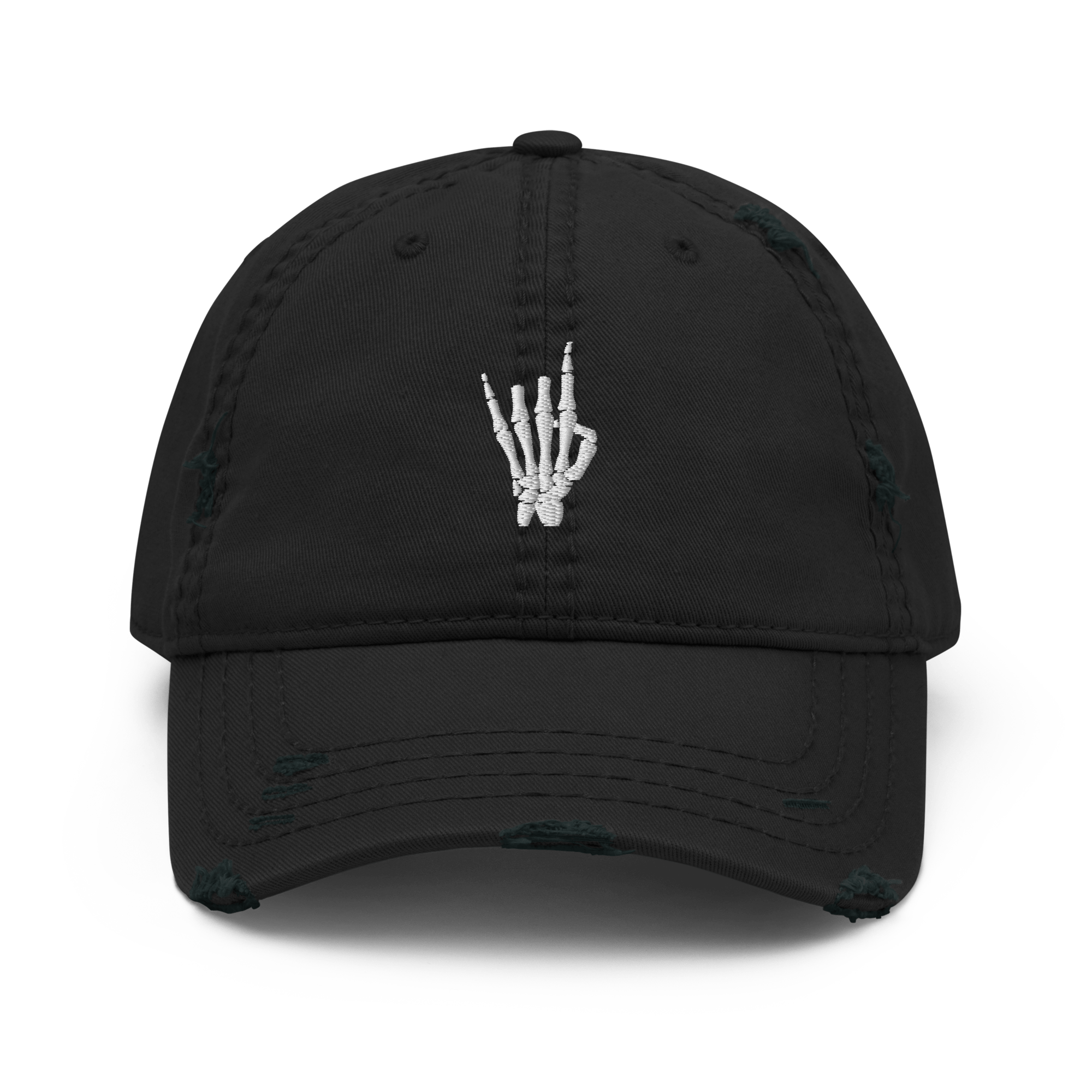 UNISEX — Rock On Skeleton Distressed Dad Hat