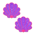 Mermaid Shell Pasties in Neon Pink & Purple Glitter Seashell Nipple Covers by Pastease®