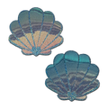 Mermaid Shells Pasties in Opalescent Seafoam Blue Seashell Nipple Covers by Pastease