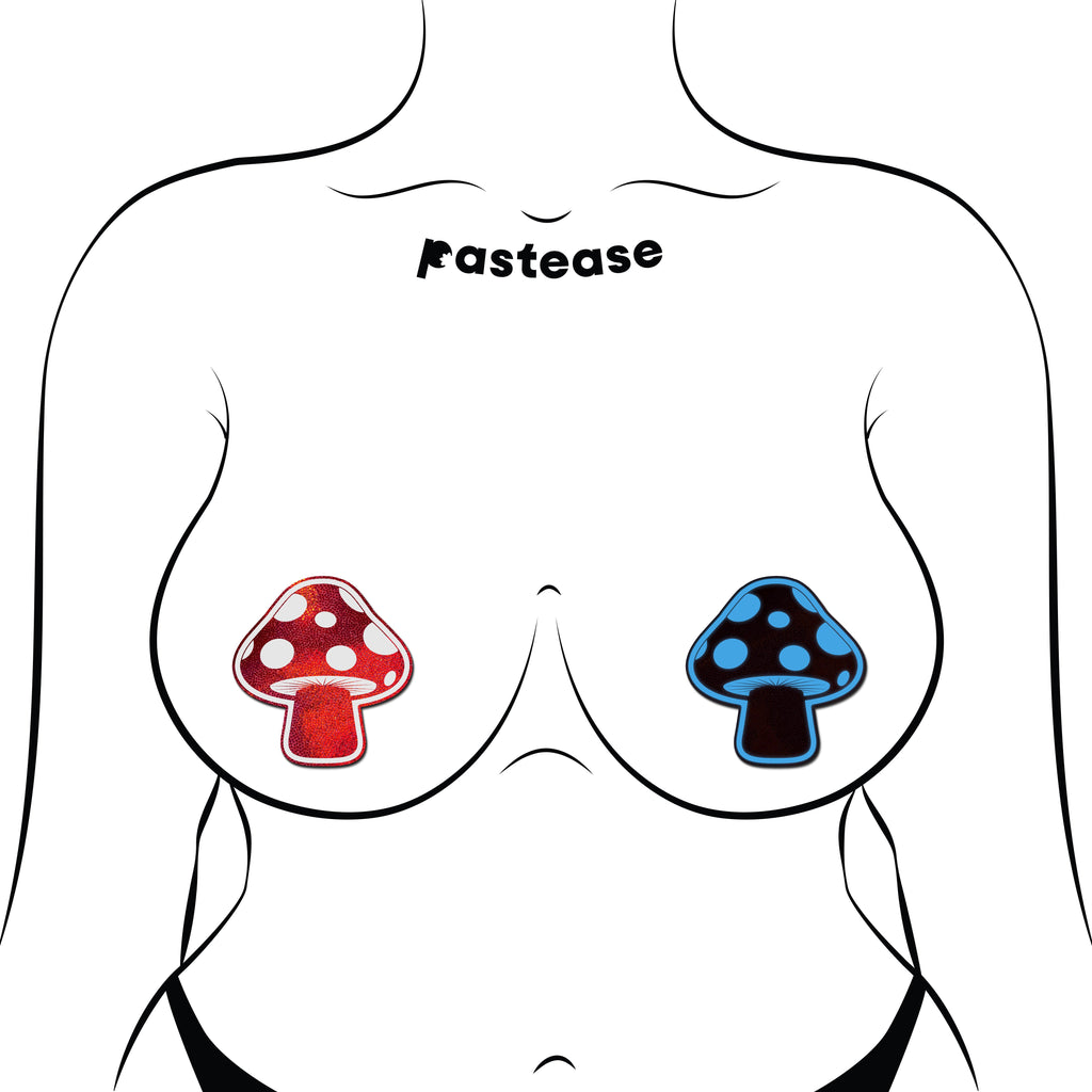 Mushroom: Shiny Red & White Glow-in-the-Dark Shroom Nipple Pasties by Pastease®